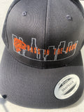 Snap Back Cap  with Bass in the Hood logo  (grey/orange), mesh back